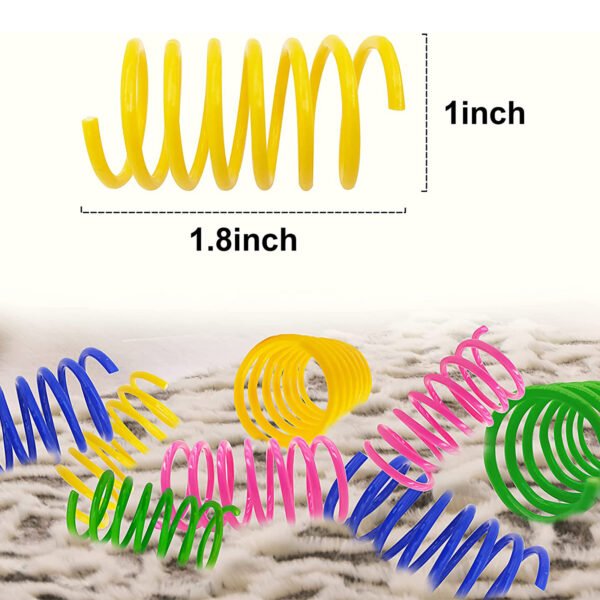 Cat Spring Toys; 4 Pack Cat Spiral Springs for Indoor Cats; Colorful & Durable Plastic Spring Coils Attract Cats to Swat; Bite - Image 3