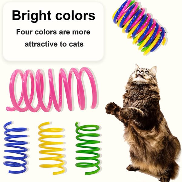 Cat Spring Toys; 4 Pack Cat Spiral Springs for Indoor Cats; Colorful & Durable Plastic Spring Coils Attract Cats to Swat; Bite - Image 5