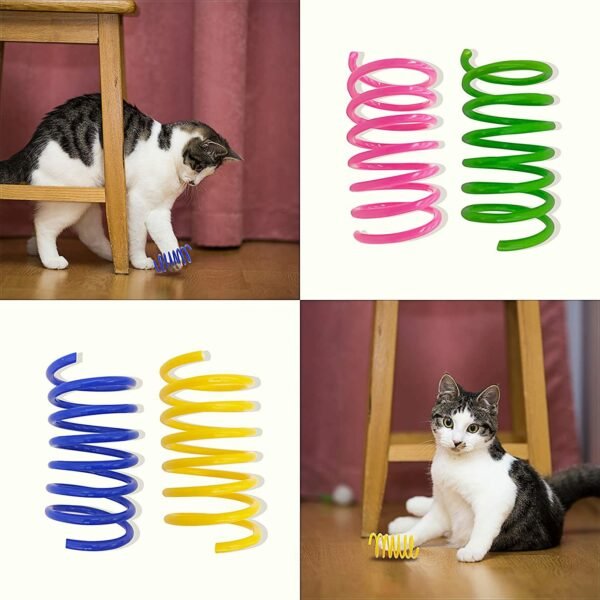 Cat Spring Toys; 4 Pack Cat Spiral Springs for Indoor Cats; Colorful & Durable Plastic Spring Coils Attract Cats to Swat; Bite - Image 6