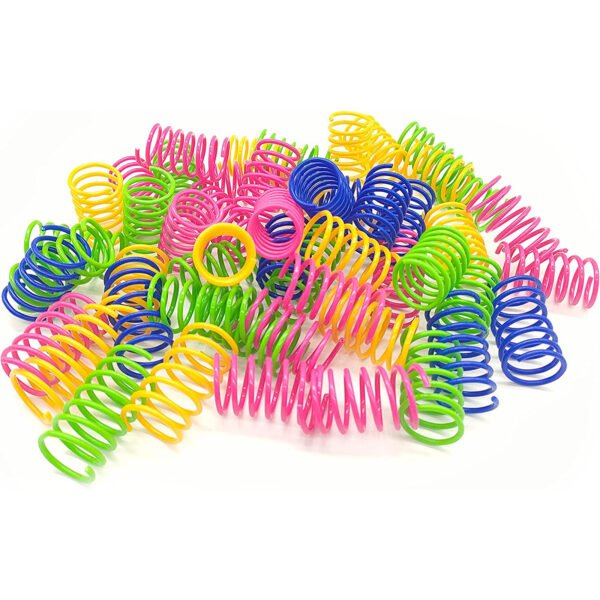 Cat Spring Toys; 4 Pack Cat Spiral Springs for Indoor Cats; Colorful & Durable Plastic Spring Coils Attract Cats to Swat; Bite - Image 7