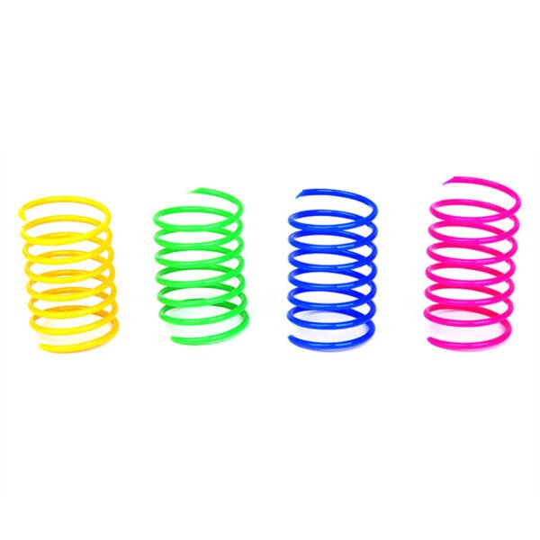 Cat Spring Toys; 4 Pack Cat Spiral Springs for Indoor Cats; Colorful & Durable Plastic Spring Coils Attract Cats to Swat; Bite