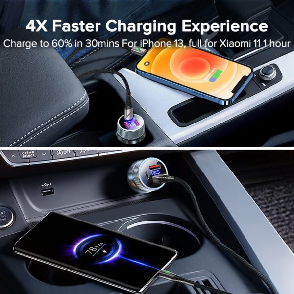 QOOVI 80W Car Charger PD USB Type C Dual Port USB Mobile Phone Fast Charging For iPhone 14 Xiaomi Samsung iPad Laptops Tablets - Image 4