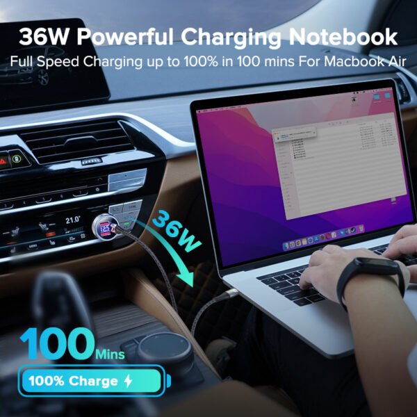 QOOVI 80W Car Charger PD USB Type C Dual Port USB Mobile Phone Fast Charging For iPhone 14 Xiaomi Samsung iPad Laptops Tablets - Image 6
