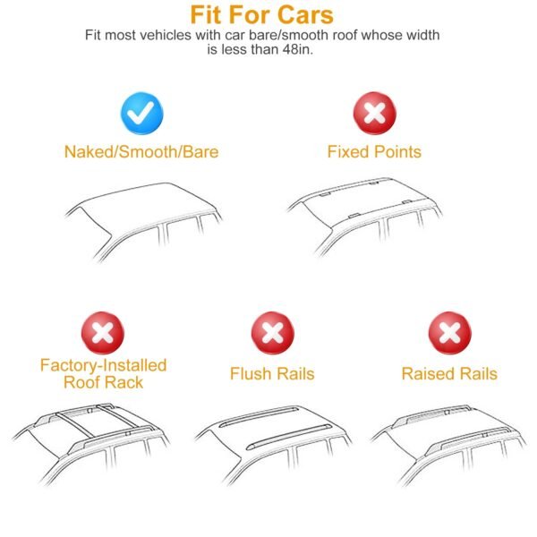 47.24in Universal Top Roof Rack Cross Bar Cargo Carrier Aluminum Crossbar Rack with 165LBS Capacity Fit for Most Vehicle Wagon Car Without Roof Side Rail - Image 3