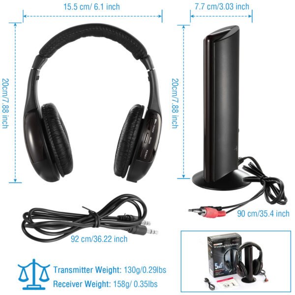 Wireless RF Headphones HiFi Over Ear Headsets RF Transmitter Receiver - Image 10