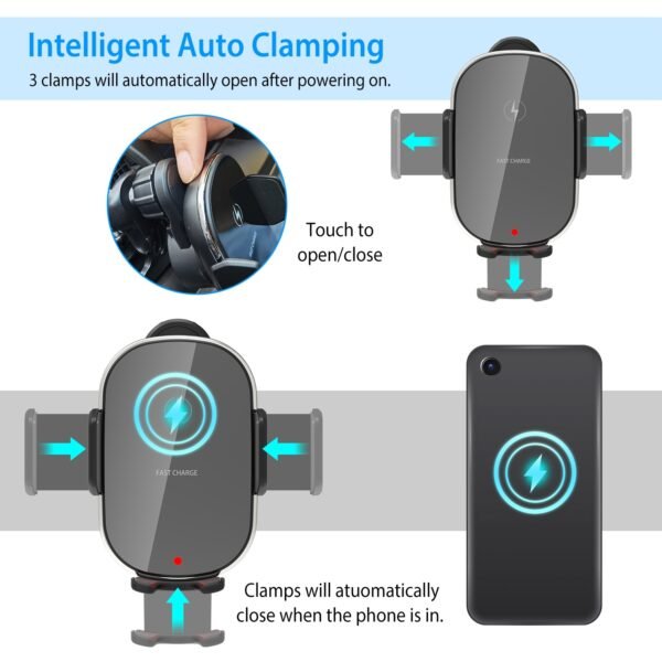 Car Wireless Phone Charger Car Air Vent Phone Mount Holder Bracket Fast Charge 15W 10W 7.5W Automatic Clamping Fit for iPhone 13 13Pro Max 12 Pro Max Series Samsung Galaxy S21 S20 Series - Image 2