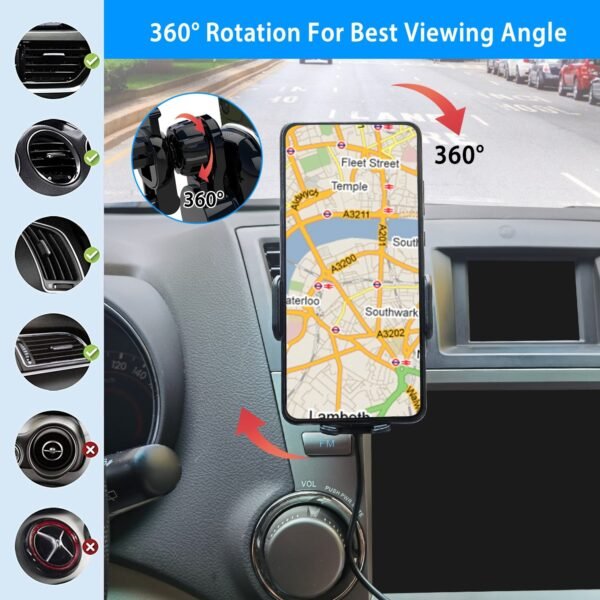 Car Wireless Phone Charger Car Air Vent Phone Mount Holder Bracket Fast Charge 15W 10W 7.5W Automatic Clamping Fit for iPhone 13 13Pro Max 12 Pro Max Series Samsung Galaxy S21 S20 Series - Image 4