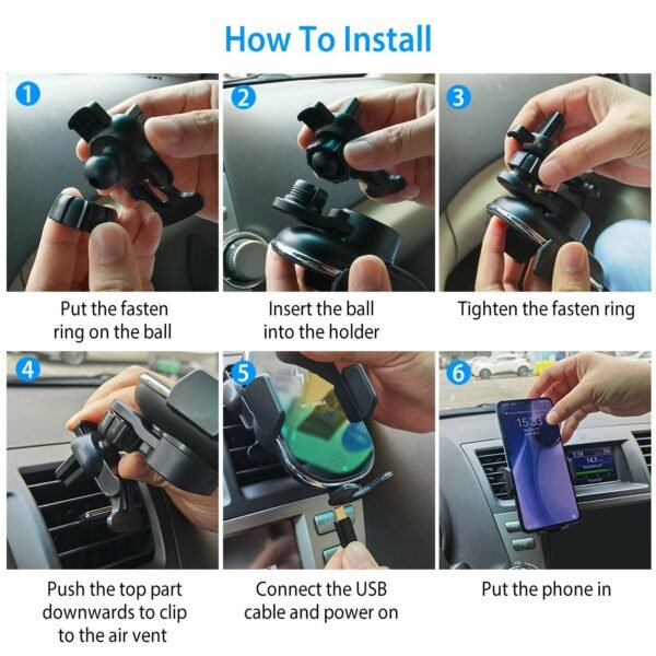 Car Wireless Phone Charger Car Air Vent Phone Mount Holder Bracket Fast Charge 15W 10W 7.5W Automatic Clamping Fit for iPhone 13 13Pro Max 12 Pro Max Series Samsung Galaxy S21 S20 Series - Image 7