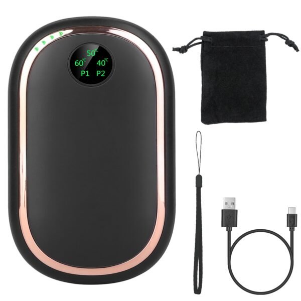 Rechargeable Hand Warmer Electric Hand Heater Portable Reusable Pocket Warmer Power Bank with Digital Display Sunset Light 3 Levels Double-sided Heating - Image 2