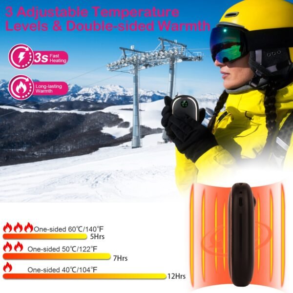 Rechargeable Hand Warmer Electric Hand Heater Portable Reusable Pocket Warmer Power Bank with Digital Display Sunset Light 3 Levels Double-sided Heating - Image 3