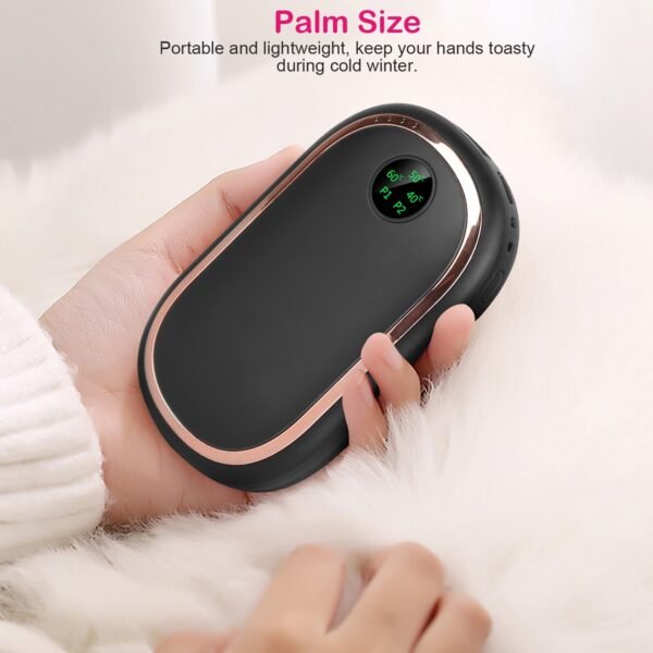 Rechargeable Hand Warmer Electric Hand Heater Portable Reusable Pocket Warmer Power Bank with Digital Display Sunset Light 3 Levels Double-sided Heating - Image 8