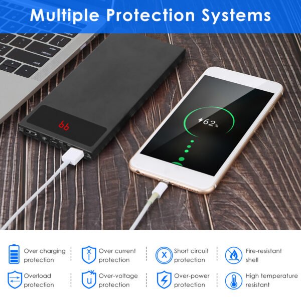 20000mAh Power Bank Ultra Thin External Battery Pack Phone Charger Dual USB Ports Flashlight Battery Remain Display - Image 3