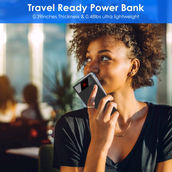 20000mAh Power Bank Ultra Thin External Battery Pack Phone Charger Dual USB Ports Flashlight Battery Remain Display - Image 6