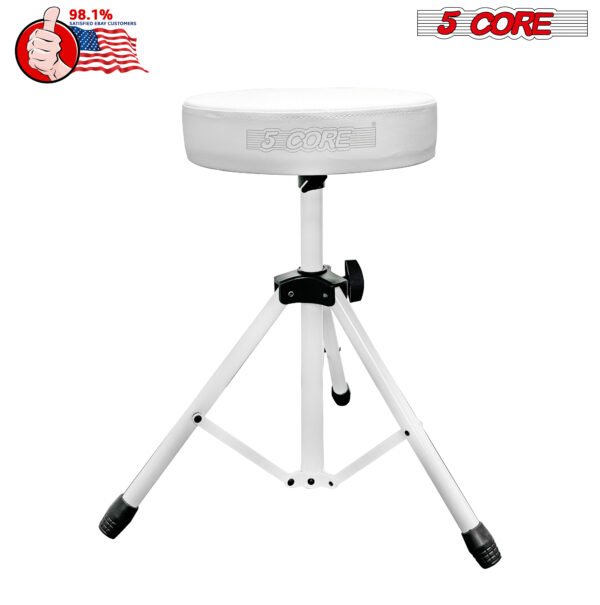 5 Core Drum Throne | White Drum Chair| Height Adjustable Heavy Duty Upgraded Drum Stool with Extra Thick Comfortable Seat| Portable Drum Thrones for Adults & Children- DS 01 WH - Image 2