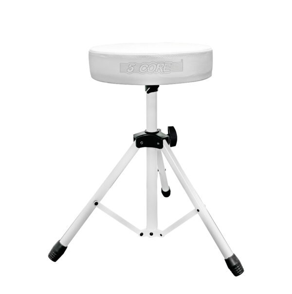 5 Core Drum Throne | White Drum Chair| Height Adjustable Heavy Duty Upgraded Drum Stool with Extra Thick Comfortable Seat| Portable Drum Thrones for Adults & Children- DS 01 WH