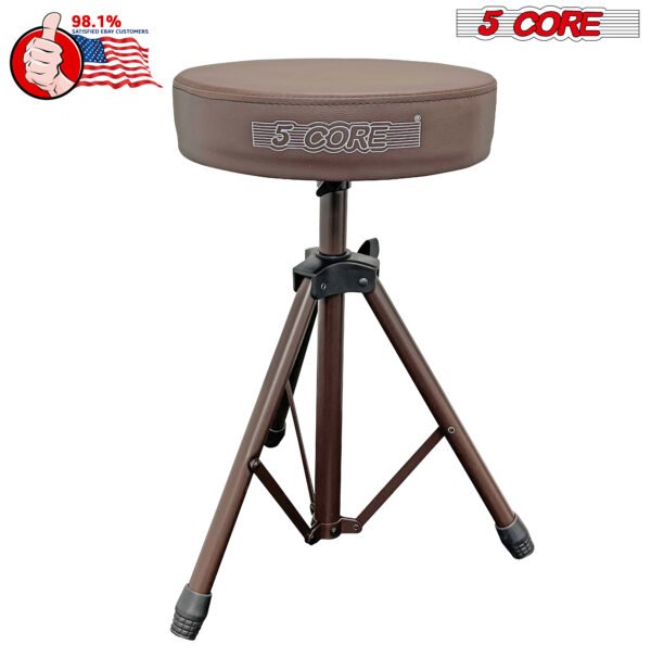 5 Core Drum Throne | Brown Drum Chair| Height Adjustable Heavy Duty Upgraded Drum Stool with Extra Thick Comfortable Seat| Portable Drum Thrones for Adults & Children- DS 01 BR - Image 2