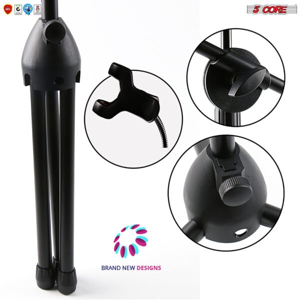 5 Core Mic Stand with Tablet and Phone Holder ®C Adjustable Gooseneck Microphone Stand; Collapsible Tripod Boom Mic Stand With Mic Clip Holder & Phone Clamp for Singing; Karaoke; Studio; Parties - Image 7