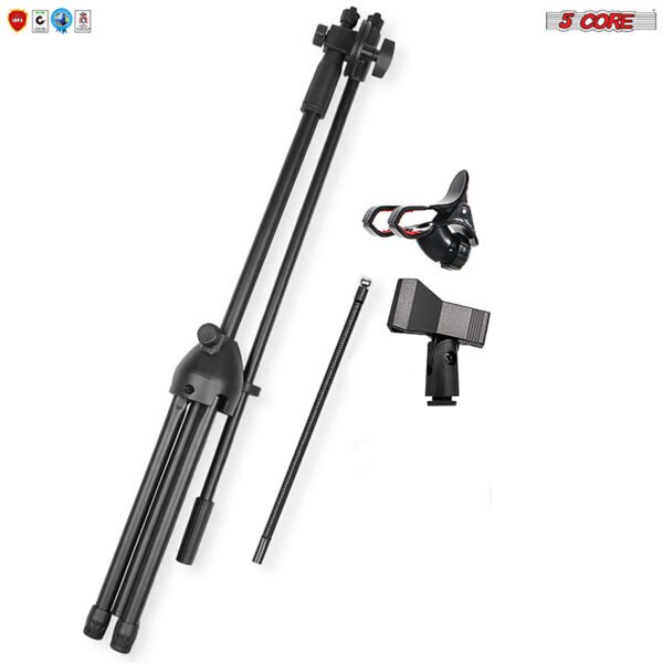5 Core Mic Stand with Tablet and Phone Holder ®C Adjustable Gooseneck Microphone Stand; Collapsible Tripod Boom Mic Stand With Mic Clip Holder & Phone Clamp for Singing; Karaoke; Studio; Parties - Image 18
