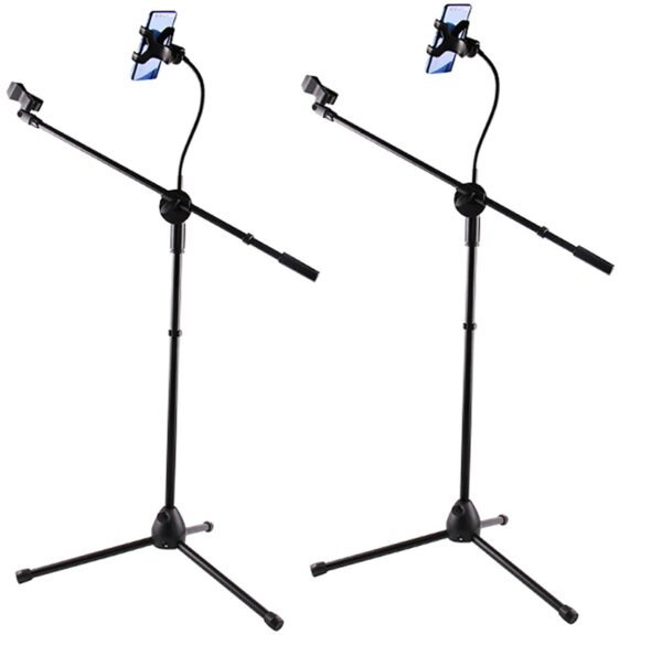 5 Core Mic Stand with Tablet and Phone Holder ®C Adjustable Gooseneck Microphone Stand; Collapsible Tripod Boom Mic Stand With Mic Clip Holder & Phone Clamp for Singing; Karaoke; Studio; Parties - Image 15