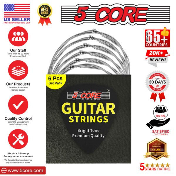5 Core Electric Guitar Strings; Pure Nickel Guitar Strings .010-.048 Guitar Strings Electric 6 String set GS EL NK - Image 49