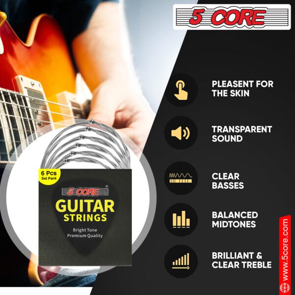 5 Core Electric Guitar Strings; Pure Nickel Guitar Strings .010-.048 Guitar Strings Electric 6 String set GS EL NK - Image 43