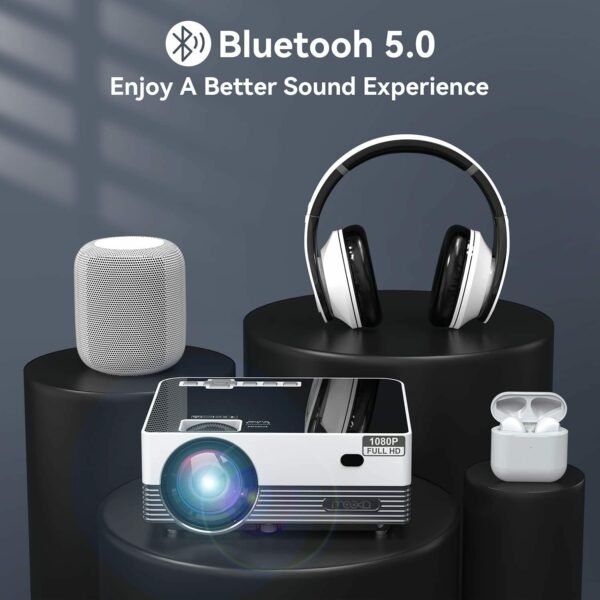 MOOKA Q6 Native 1080P WiFi Bluetooth Projector, Upgraded 8500L HD Video Projector with Carrying Bag, Support 4K & 300' Display, silver - Image 6
