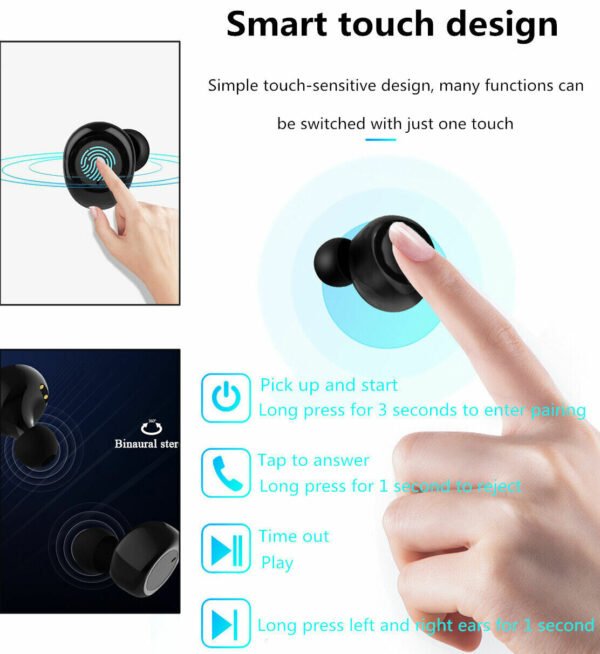 Waterproof Bluetooth 5.0 Wireless Earbuds Headphone Headset Noise Cancelling TWS Bluetooth Wireless Earbuds with Microphone- Stereo Sound in-Ear Bluetooth Headset True Wireless Earbuds - Image 9