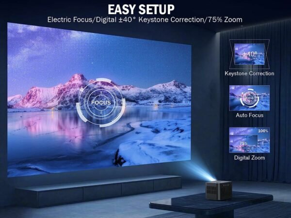 5G WiFi Mini Bluetooth Projector 4K Support, 300 ANSI HD 1080P Portable Video Projector, ±40° Vertical Keystone|Zoom|Timer, DBPOWER Smartphone Projector Outdoor Movie for PC/Laptop/TV - Image 5