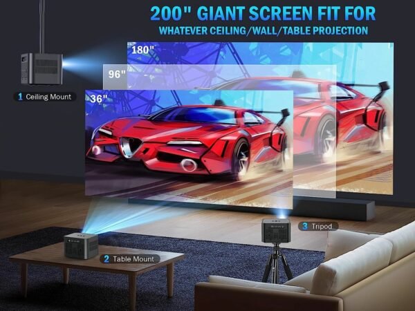 5G WiFi Mini Bluetooth Projector 4K Support, 300 ANSI HD 1080P Portable Video Projector, ±40° Vertical Keystone|Zoom|Timer, DBPOWER Smartphone Projector Outdoor Movie for PC/Laptop/TV - Image 6