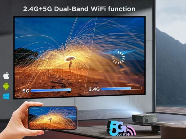 Projector with 5G WiFi and Bluetooth, VACASSO Native 1080P Portable Projector 4K Supported with Tripod, 11000L Movie Home Projector Compatible with HDMI/TV Stick/iOS/Android/PS5 - Image 3