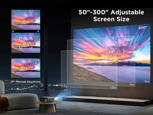 Projector with 5G WiFi and Bluetooth, VACASSO Native 1080P Portable Projector 4K Supported with Tripod, 11000L Movie Home Projector Compatible with HDMI/TV Stick/iOS/Android/PS5 - Image 4