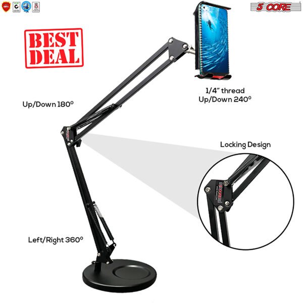 Phone Holder Stand Universal Phone Mount Flexible 360°„ Rotation Long Arm Cell Phone Holder for Bed; Office; Kitchen 5 Core ARM MOB - Image 3