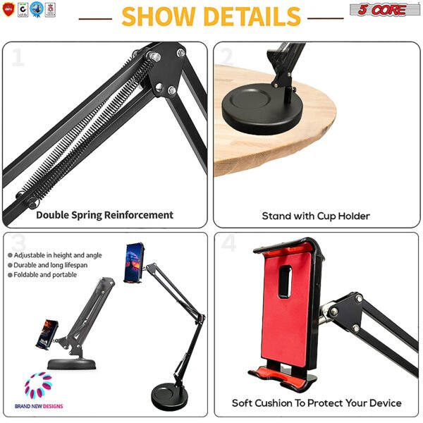 Phone Holder Stand Universal Phone Mount Flexible 360°„ Rotation Long Arm Cell Phone Holder for Bed; Office; Kitchen 5 Core ARM MOB - Image 5