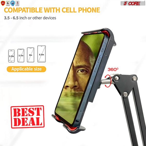 Phone Holder Stand Universal Phone Mount Flexible 360°„ Rotation Long Arm Cell Phone Holder for Bed; Office; Kitchen 5 Core ARM MOB - Image 6