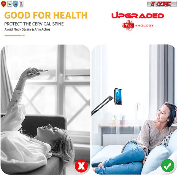 Phone Holder Stand Universal Phone Mount Flexible 360°„ Rotation Long Arm Cell Phone Holder for Bed; Office; Kitchen 5 Core ARM MOB - Image 8