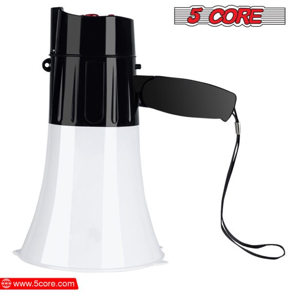 5Core Megaphone Handheld with LED lights Bullhorn Cheer Loudspeaker Bull Horn Speaker Megaphono Siren Torch Flashlight Sling Strap Portable 148 LED - Image 2