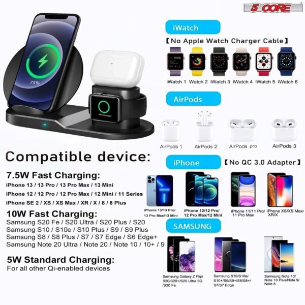 Wireless Fast Charge Stand Dock 3in1 Phone Charging Watch Ear Pods Charger Samsung Galaxy S9+ iPhone XS Wire Less 8 5 Core cell phone accessories  WCR 3 - Image 11