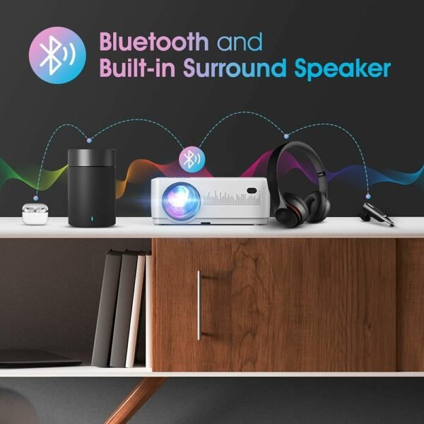 WiFi Bluetooth Projector, DBPOWER 9000L HD Native 1080P Projector, Zoom & Sleep Timer Support Outdoor Movie Projector, Home Projector Compatible w/ TV Stick, PC,DVD, Laptop/Extra Bag Included - Image 3