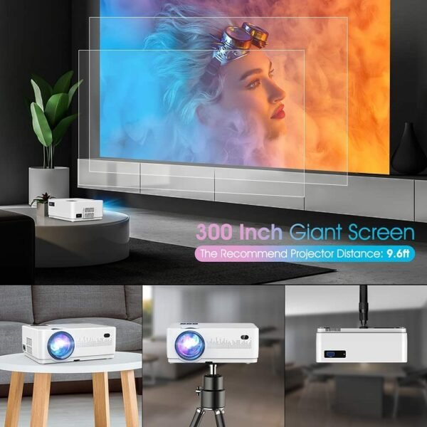 WiFi Bluetooth Projector, DBPOWER 9000L HD Native 1080P Projector, Zoom & Sleep Timer Support Outdoor Movie Projector, Home Projector Compatible w/ TV Stick, PC,DVD, Laptop/Extra Bag Included - Image 4