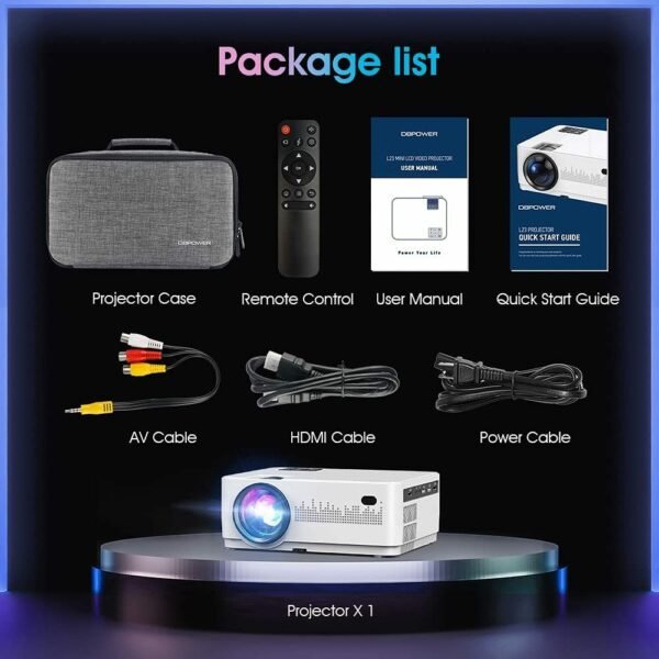 WiFi Bluetooth Projector, DBPOWER 9000L HD Native 1080P Projector, Zoom & Sleep Timer Support Outdoor Movie Projector, Home Projector Compatible w/ TV Stick, PC,DVD, Laptop/Extra Bag Included - Image 6