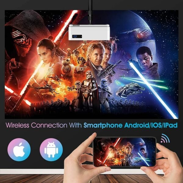 WiFi Bluetooth Projector, DBPOWER 9000L HD Native 1080P Projector, Zoom & Sleep Timer Support Outdoor Movie Projector, Home Projector Compatible w/ TV Stick, PC,DVD, Laptop/Extra Bag Included - Image 7
