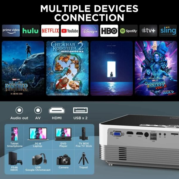 MOOKA Native 1080P WiFi Bluetooth 4K Projectors 8500L Video Movie Theater Home - Image 4