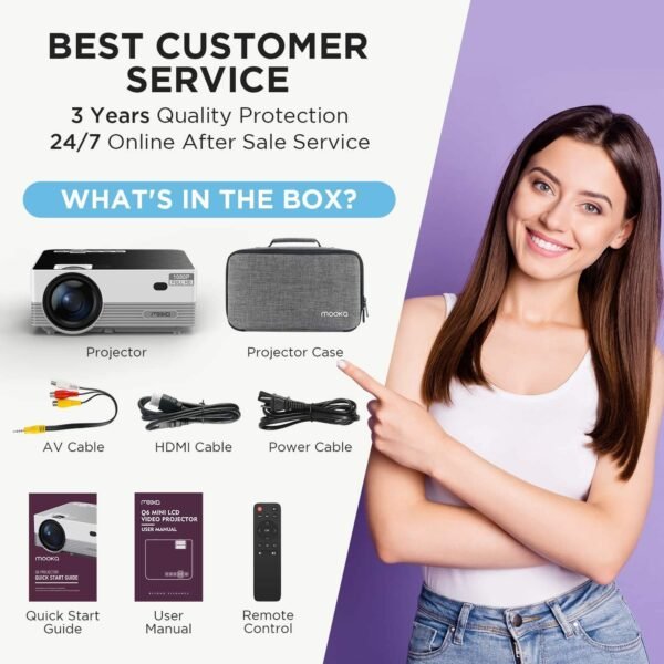 MOOKA Native 1080P WiFi Bluetooth 4K Projectors 8500L Video Movie Theater Home - Image 6