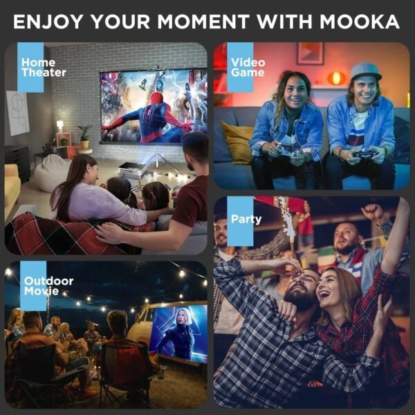 MOOKA Native 1080P WiFi Bluetooth 4K Projectors 8500L Video Movie Theater Home - Image 7