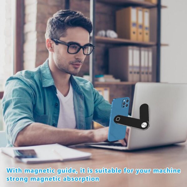 Laptop Phone Holder, Adjustable Laptop Side Mount Clip, Magnetic Laptop Monitor Mount, Computer Laptop Cellphone Stand Foldable Aluminum Expansion Bracket Tablet Clip For Dual Screen - Image 9