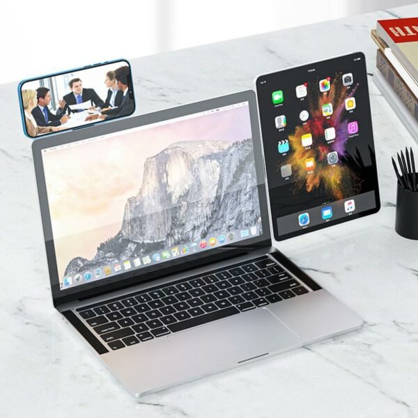 Laptop Phone Holder, Adjustable Laptop Side Mount Clip, Magnetic Laptop Monitor Mount, Computer Laptop Cellphone Stand Foldable Aluminum Expansion Bracket Tablet Clip For Dual Screen - Image 10