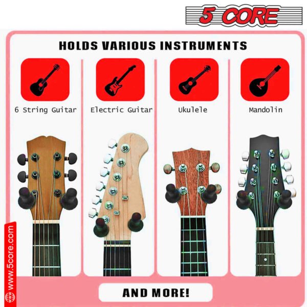 5 Core Guitar Hanger Holder - Electric Acoustic & Bass Guitars for Home Studio Musical Instruments - Wall Mount with Accessories (Wooden 2 Pieces) - GH WD 2PCS - Image 13