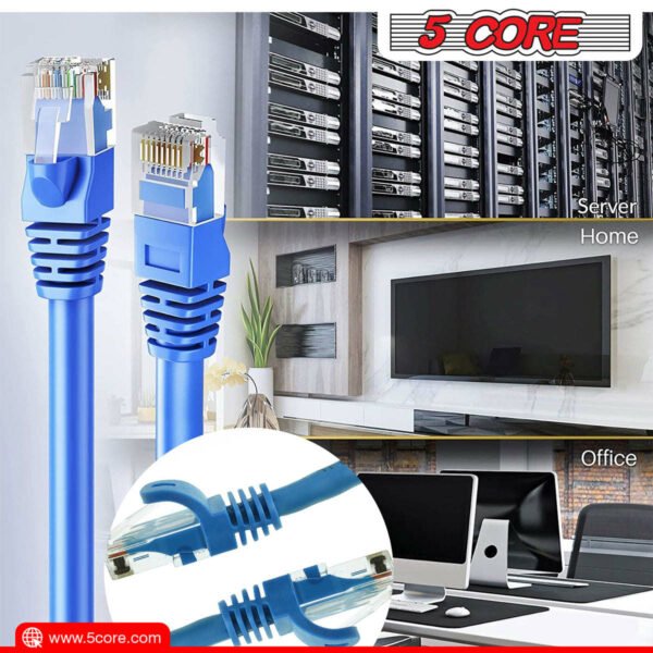 5 Core Ethernet Cable 20 Feet 1 Piece Blue Cat 6 Cord Premium RJ45 Internet Cable Cat6 Compatible w Cat 5 Cat 7 Cat 5e Network Cable - ET 20FT BLU - Image 12