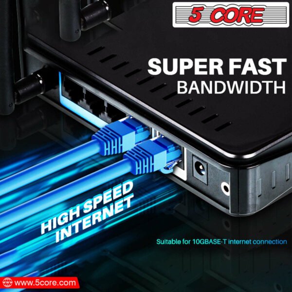 5 Core Ethernet Cable 15 Feet Cat 6 Cord Premium RJ45 Internet Cable Cat6 Compatible w Cat 5 Cat 7 Cat 5e Network Cable - ET 15FT BLU - Image 17