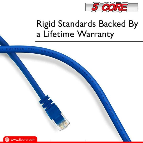 5 Core Ethernet Cable 10 Feet 1 Piece Blue Cat 6 Cord Premium RJ45 Internet Cable Cat6 Compatible w Cat 5 Cat 7 Cat 5e Network Cable - ET 10FT BLU - Image 8